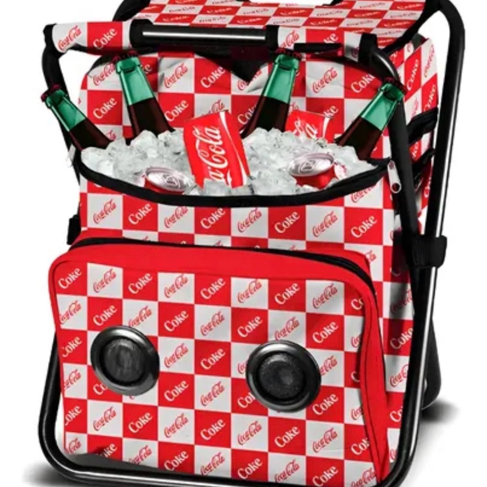 Coca Cola Red & White Bluetooth Cooler Speaker Chair - Picture 3 of 6